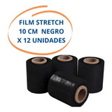 Pack X 12 Rollo Film Stretch Negro 10 Cm Para Embalaje
