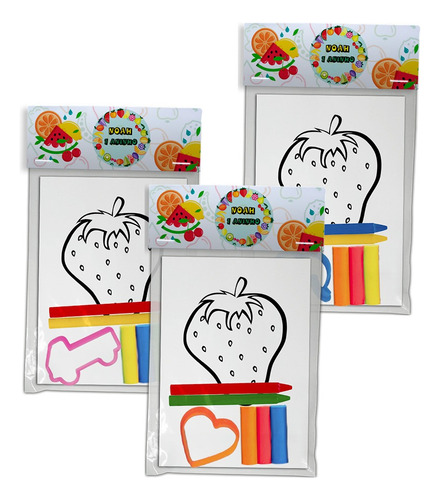 10 Kit Colorir Premium Personalizados Frutas Festa Infantil