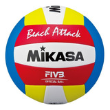 Pelota Mikasa Beach Volley Voley Cuerina Oficial Color Ama-roj-azu (beach Attack