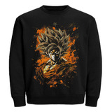 Buzo Cuello Redondo Friza Goku Dbz Dtf