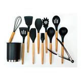 Set 12 Pz Utensilios De Cocina De Silicona Y Madera Zanetti