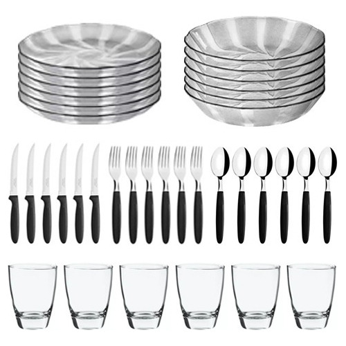 Set Vajilla Completo Vasos Platos Cubiertos Rigolleau 36pz