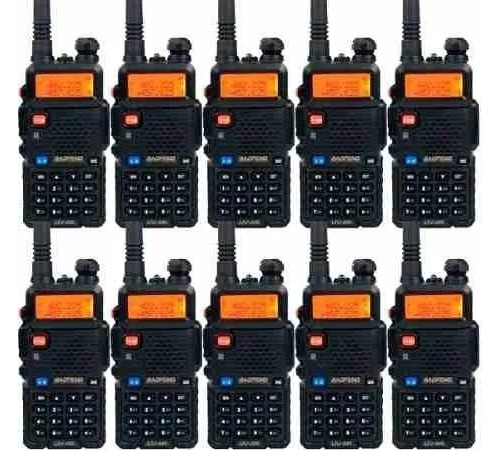 10rádio Comunicador Walk Talk Ht Baofeng Dual Band Uv5r Fone