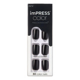 Uñas Postizas Kiss Impress Color Press-on Black 30 Unidades