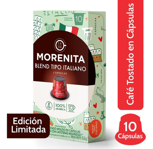 Cafe Morenita En Capsulas Blend Italiano 10 Caps X 5,2 Gr