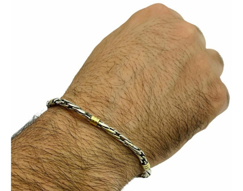 Pulsera Espiga Plata Oro Hombre Gruesa Regalo 