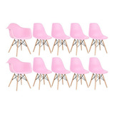 Kit Cadeiras Jantar Eames Eiffel Wood  2 Daw E 8 Dsw  Cores Cor Da Estrutura Da Cadeira Rosa