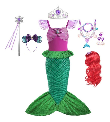 Disfraz La Sirenita Niña Princesa Ariel 