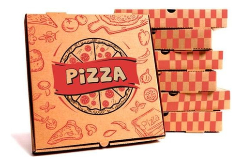 200 Cajas De Pizza 35x35 Cm Kraft Diseno