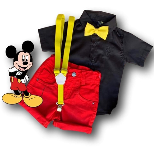 Conjunto Roupa Festa Mickey Meninos 1 A 8 Anos Verão