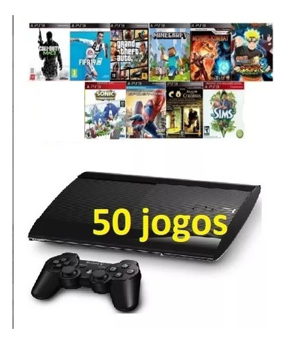 Playstation 3 Ps3 Super Slim 250gb D.e.s.b.l.o.q.u.e.a.d.o + 50 Jogos + Garantia