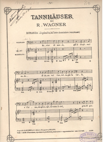 Partitura Del Tema Tannhäuser De Ricardo Wagner