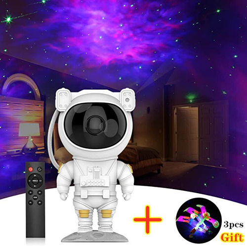 Proyector De Luz Nocturna Astronaut Nebula Galaxia+3 Piezas