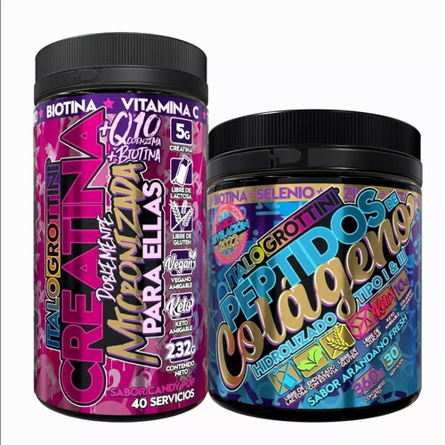 Pack Creatina 40 Candy Pop Y Colageno Hidrolizado 30 S.