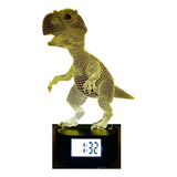 Lámpara Led Ilusión 3d Reloj Alarma Dinosaurio Rex