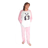 Pijama Termica Para Dama Sublimacion Oso Panda Con Bolsillos