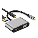 4 Em 1 Usb C Hdmi Tipo C Para Hdmi 4k Adaptador Vga Usb3.0