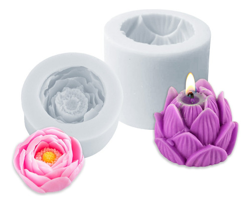 Moldes De Silicon Para Velas Flor De Loto Y Peonia Paquete