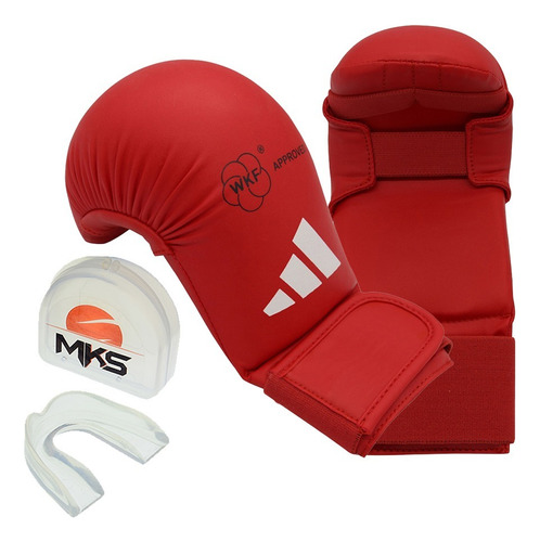 Luva Karate adidas Wkf Approved + Protetor Bucal Com Estojo