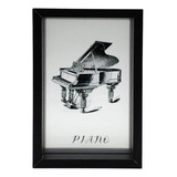 Cuadro De Vidrio Marco Negro Diseño Piano Decorativo