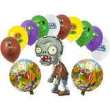 Pack 13 Globos 3 Metalizados 10 Látex Plantas Vs Zombies