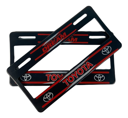 Par De Marcos Portaplacas Toyota Rojo Tipo Europeo Ancho Se