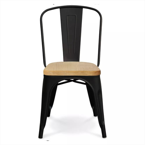 Sillas Tolix Blanco Negro Cobre Asiento De Madera Importada