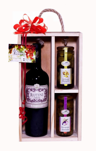 Rutini Malbec Caja Madera Regalos Empresariales Pack Gourmet