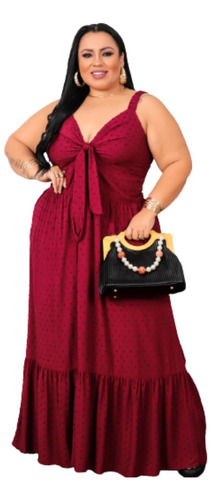 Vestido Longo Feminino Plus Size Moda Festa Verão 2023