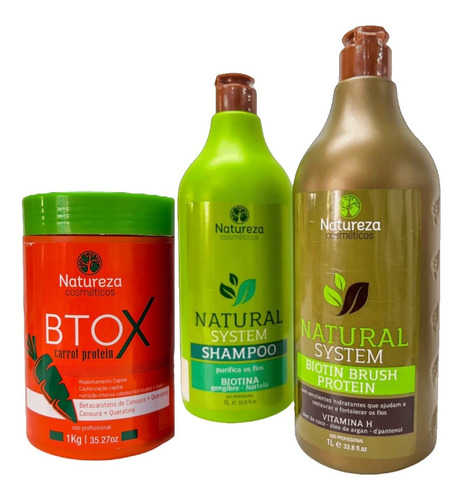 Pack Alisado Biotina 1000ml + Btox Zanahoria 1000g Natureza