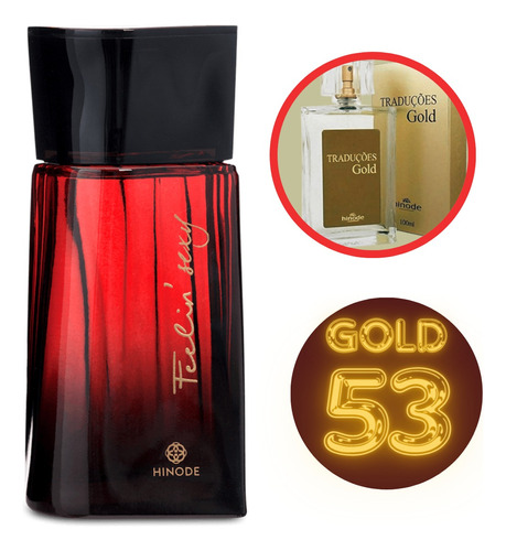 Perfume Masculino Traduções Gold Nº 53 Hinode  - Nova Embalagem - Fragrância Aromatico Fougère - Feelin Sexy 100ml