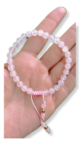 Pulsera Cuarzo Rosa 6 Mm Facetado Reiki Meditación 