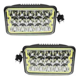 Par Faros 15 Led 4x6 Rectangular Aro Luz Blanco 