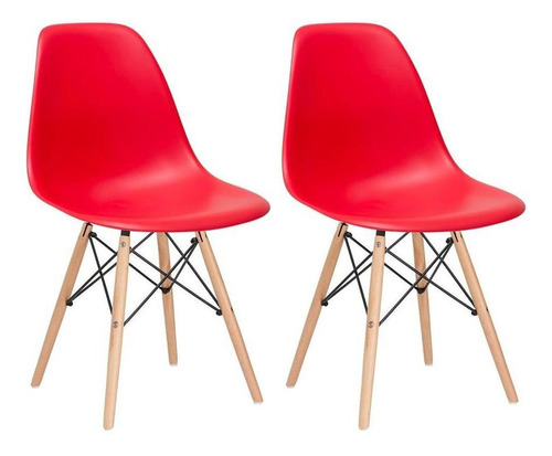 Kit 2 Cadeiras Charles Eames Cozinha Wood Eiffel Dsw Av Cor Da Estrutura Da Cadeira Vermelho