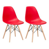 Kit 2 Cadeiras Charles Eames Cozinha Wood Eiffel Dsw Av Cor Da Estrutura Da Cadeira Vermelho