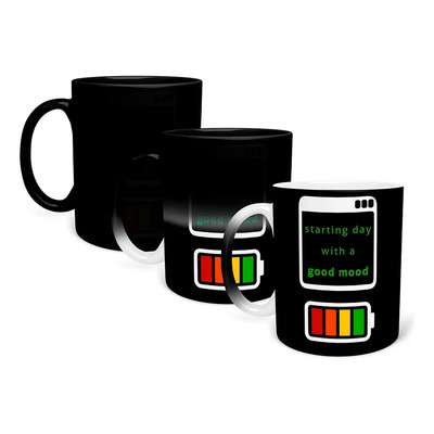 Taza Mágica Termosensible Cerámica Negro Ingeniero 315ml Microondas | Meses sin interés