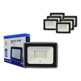 Reflector Led Luminaria 50w 4500lm Potente Exterior 6 Piezas