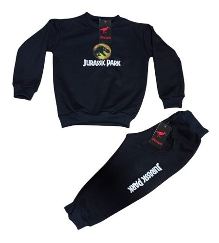 Conjunto Moletom Infantil Jurasic Park Dinossauro Flanelado 