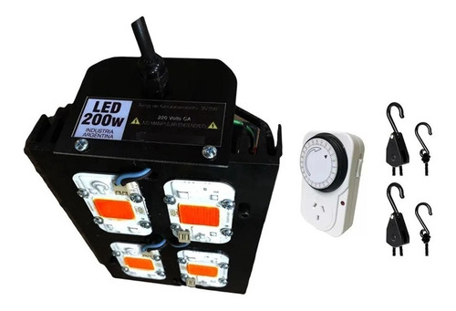 Kit Cultivo Luz Led Indoor 200w Full Spectr + Poleas + Timer