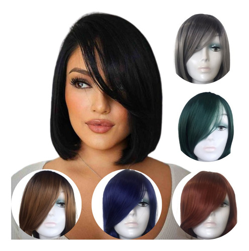 Peruca Chanel Long Bob Linda Várias Cores Uso Diário Aplicação Fácil  40cm +touca Wig