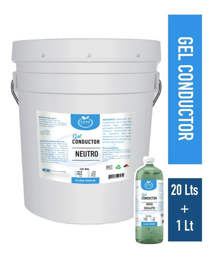 Set Gel Conductor Neutro 20 Kg + 1lt Gel Menta Eucalipto 