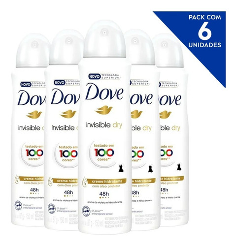 Kit C/6 Desodorantes Dove Feminino Diversos - 150ml