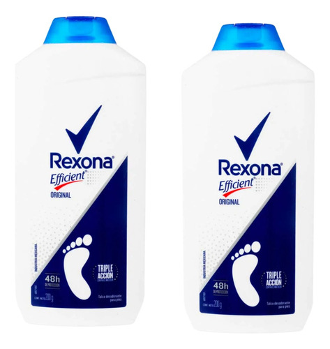 2 Pack Talco Para Pies Rexona Efficient Desodorante 200g