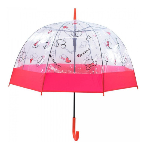 Guarda Chuva Disney Mickey Minnie Vermelho E Transparente