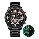 Reloj Lujo Acero Inoxidable Cronometro Fechador Original Cu Color Del Bisel Negro