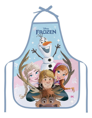 Avental Escolar Infantil Personagem Frozen Em Plástico Cor Rosa Desenho Do Tecido Frozen ( Modelo 2 )