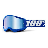 Antiparras Motocross 100% Strata 2 Mirror Blue Lens Top Rac