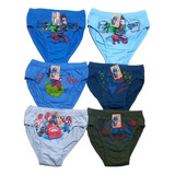 Pack X 6 Slip 100% Algodon Estampados Niños Talle 4 Al 14