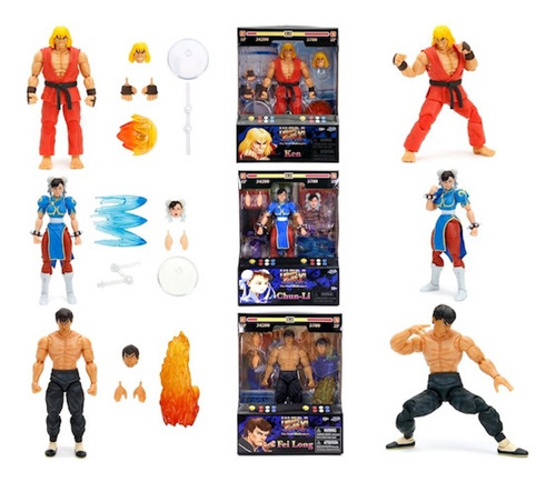 Street Fighter 2 Pack 3 Fei Long, Chun Li, Ryu, Jada Toys