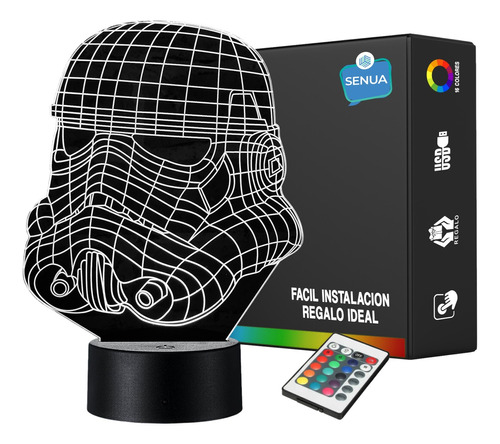 Lámpara De Noche Led 3d Casco Stormtrooper Star Wars Regalo